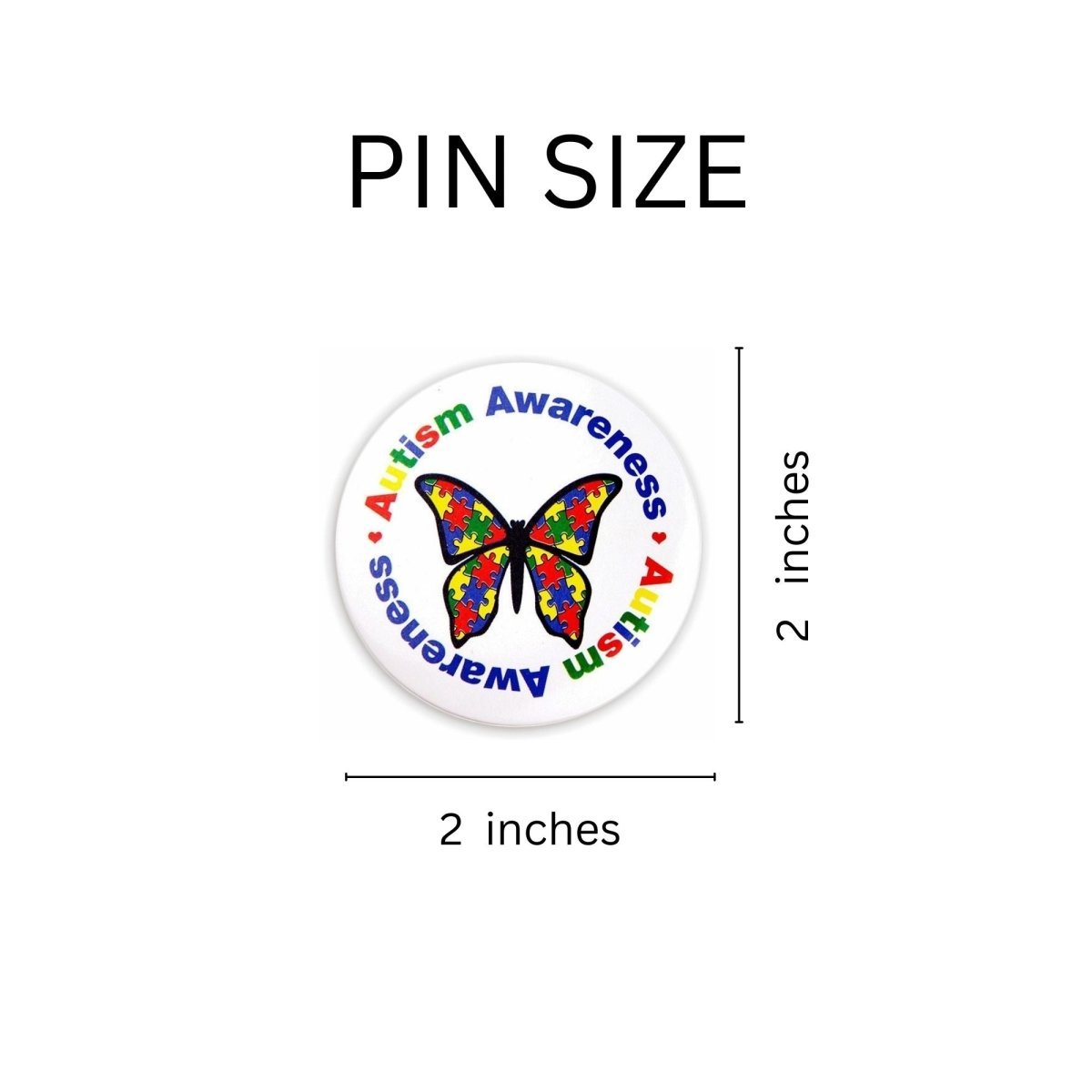 25 Round Autism Awareness Butterfly Button Pins - Fundraising For A Cause