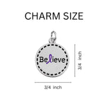 Round Believe Purple Charm Chunky Link Style Bracelets - Fundraising For A Cause
