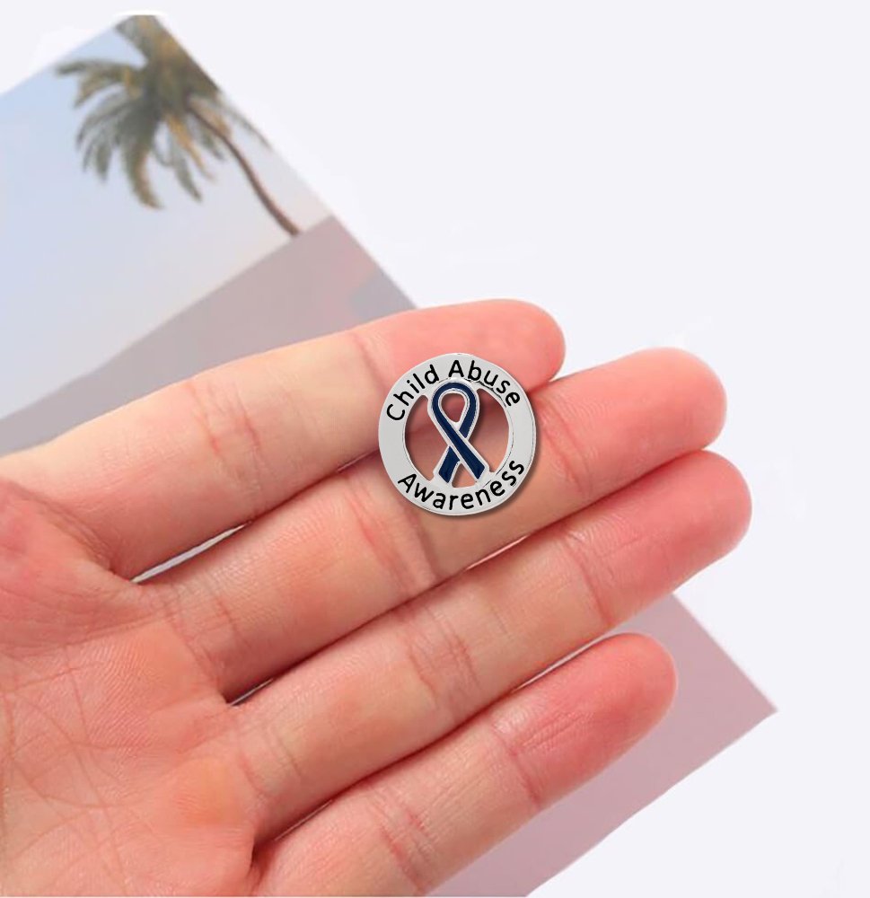 Round Child Abuse Awareness Ribbon Pins - Fundraising For A Cause