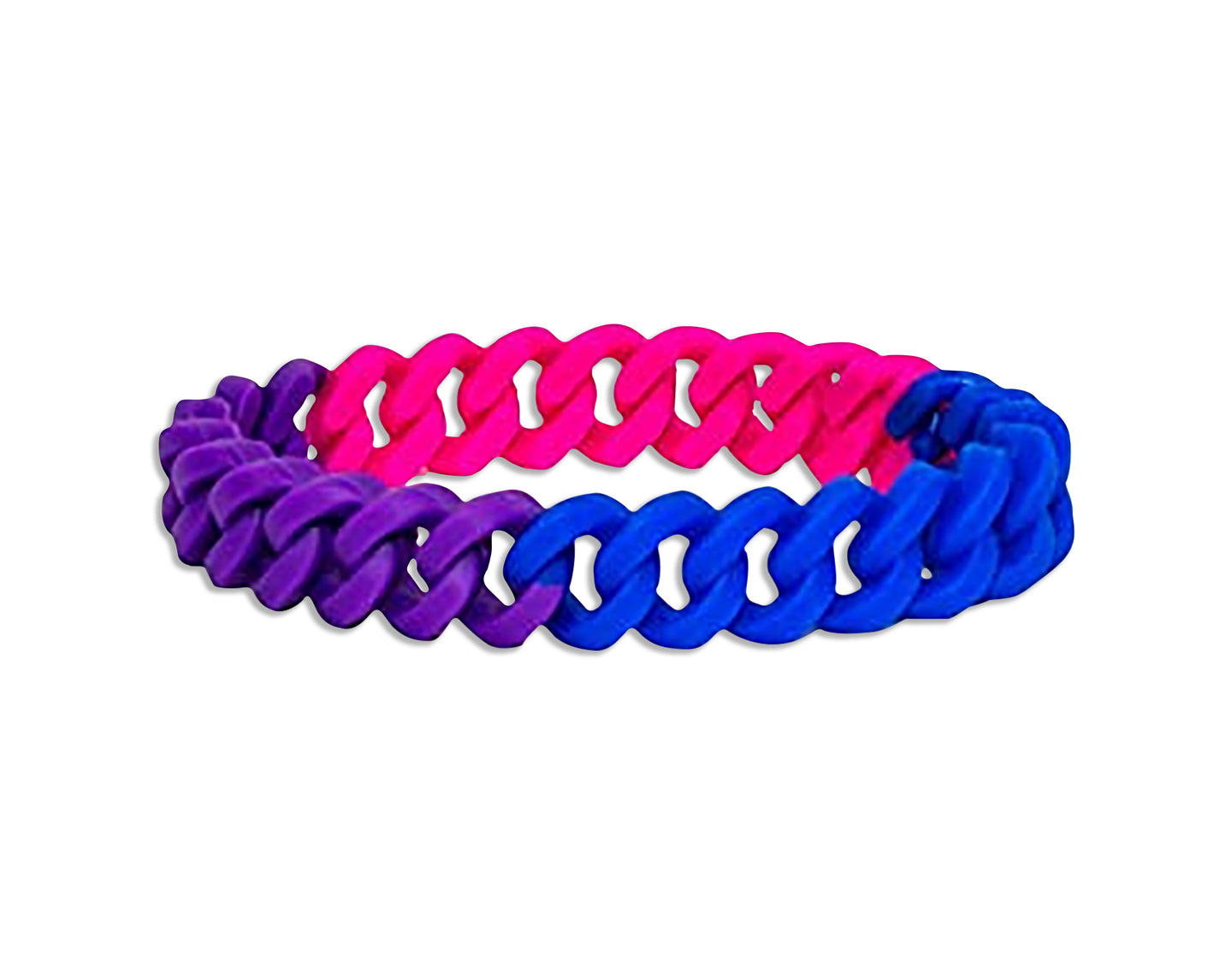 Bisexual Flag Colored Chain Silicone Bracelet Wristbands