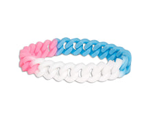 Load image into Gallery viewer, Transgender Flag Colored Chain Link Style Silicone Bracelet Wristbands