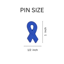 Load image into Gallery viewer, Dark Blue Silicone Ribbon Lapel Pins for Colon Cancer, Child Abuse