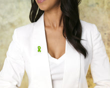 Load image into Gallery viewer, Lime Green Silicone Ribbon Pins, Awareness Event Giveaways