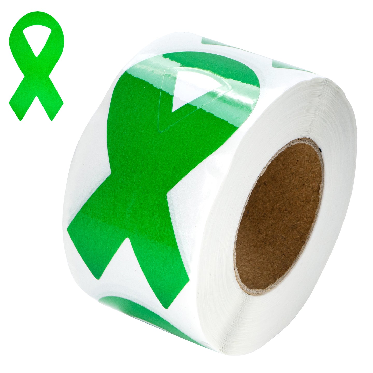 Large Green Ribbon Stickers, Mental Health, Bipolar Disorder, Organ Donation - The Awareness Company 