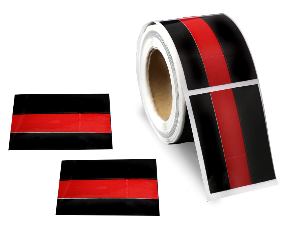 Firefighter Rectangle Red Line Stickers (250 per Roll) Fundraising For A Cause