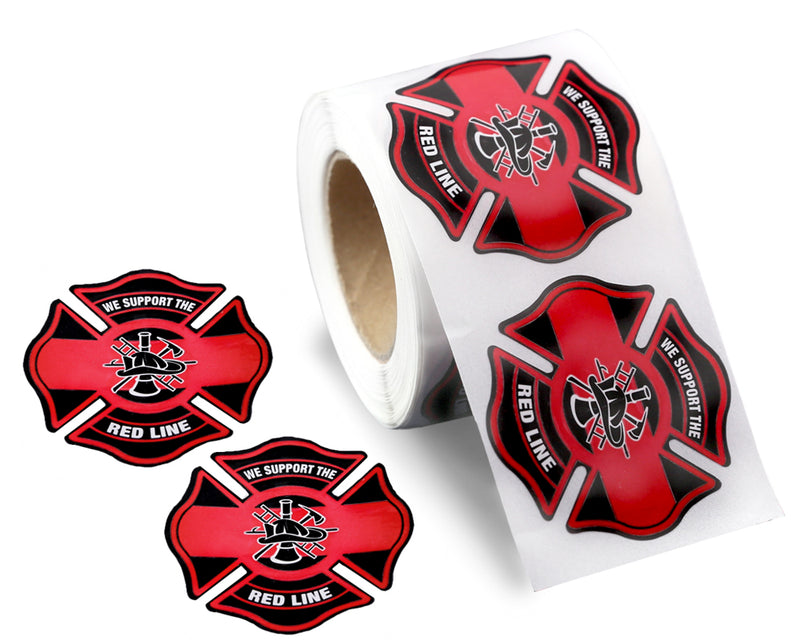 Support the Red Line Firefighter Badge Stickers, Fireman Decals