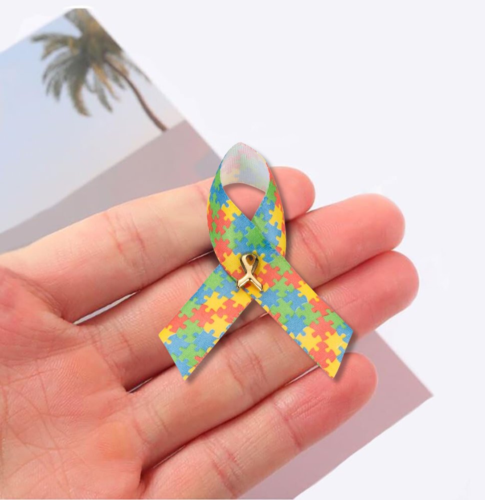 Satin Autism Awareness Ribbon Pins - Fundraising For A Cause