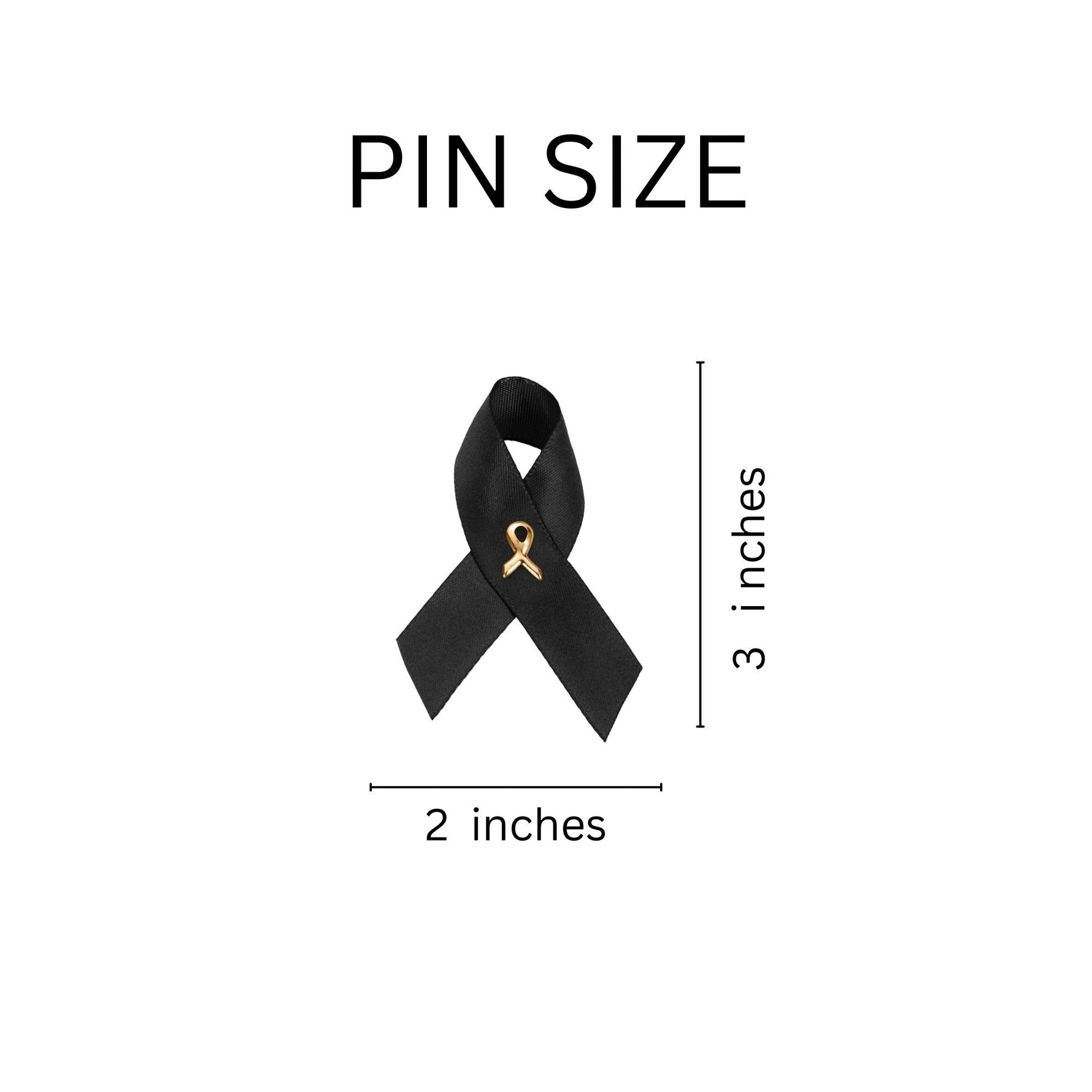 Bulk Satin Black Ribbon Pins for Melanoma Awareness