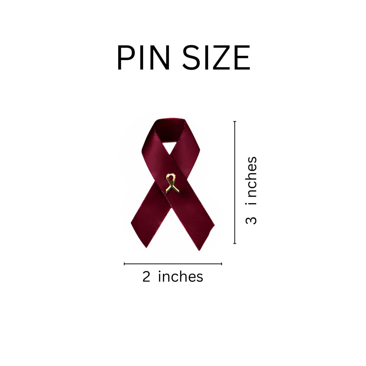 Satin Burgundy Ribbon Awareness Pins - Fundraising For A Cause
