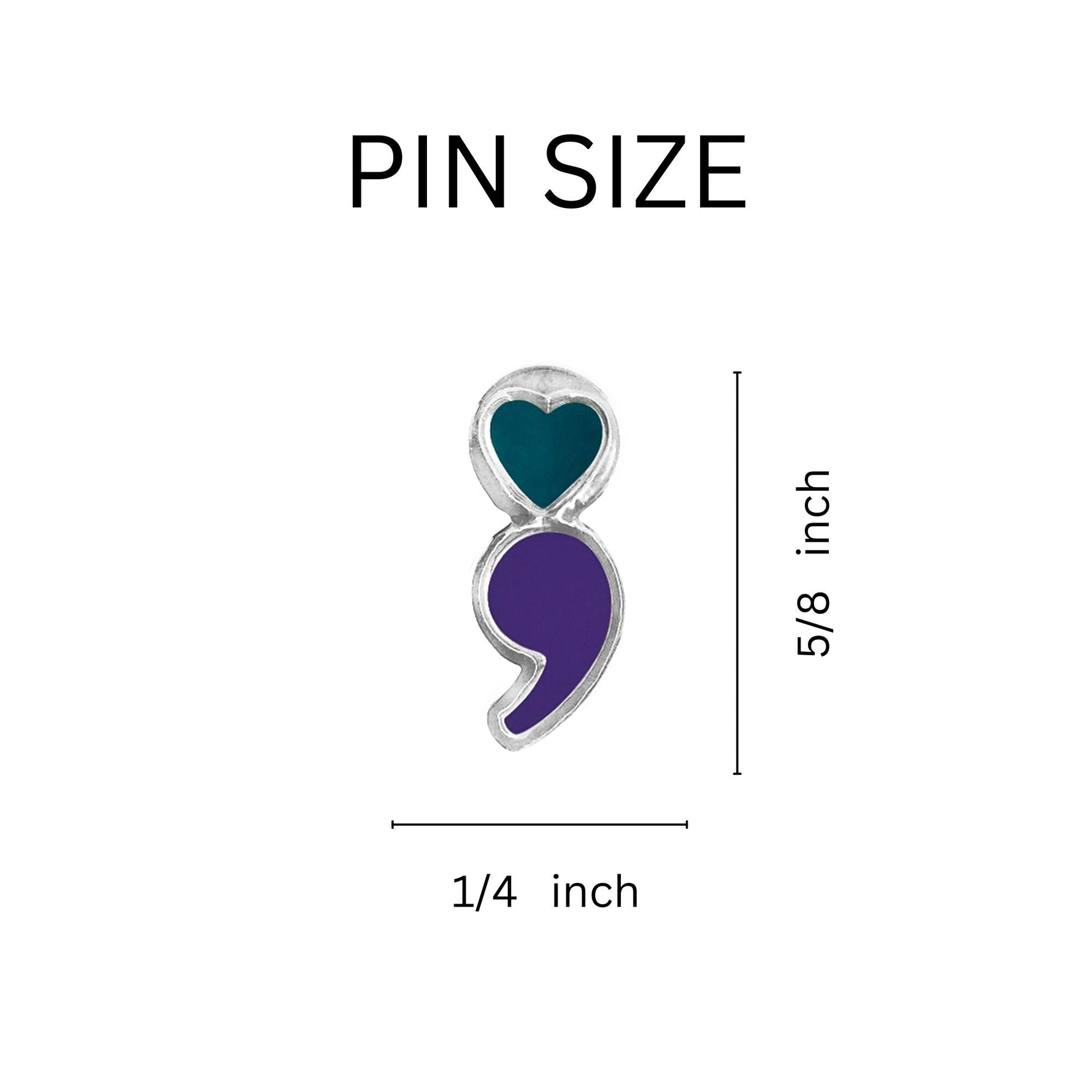 Semicolon Suicide Awareness Pins, Bulk Suicide Lapel Pins