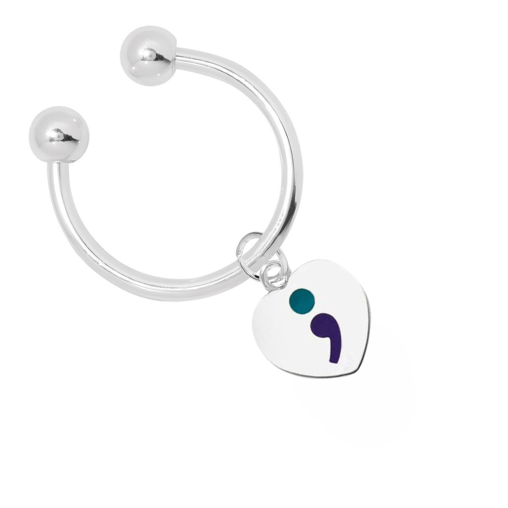 Semicolon Suicide Prevention Awarenes Heart Key Chains - Fundraising For A Cause