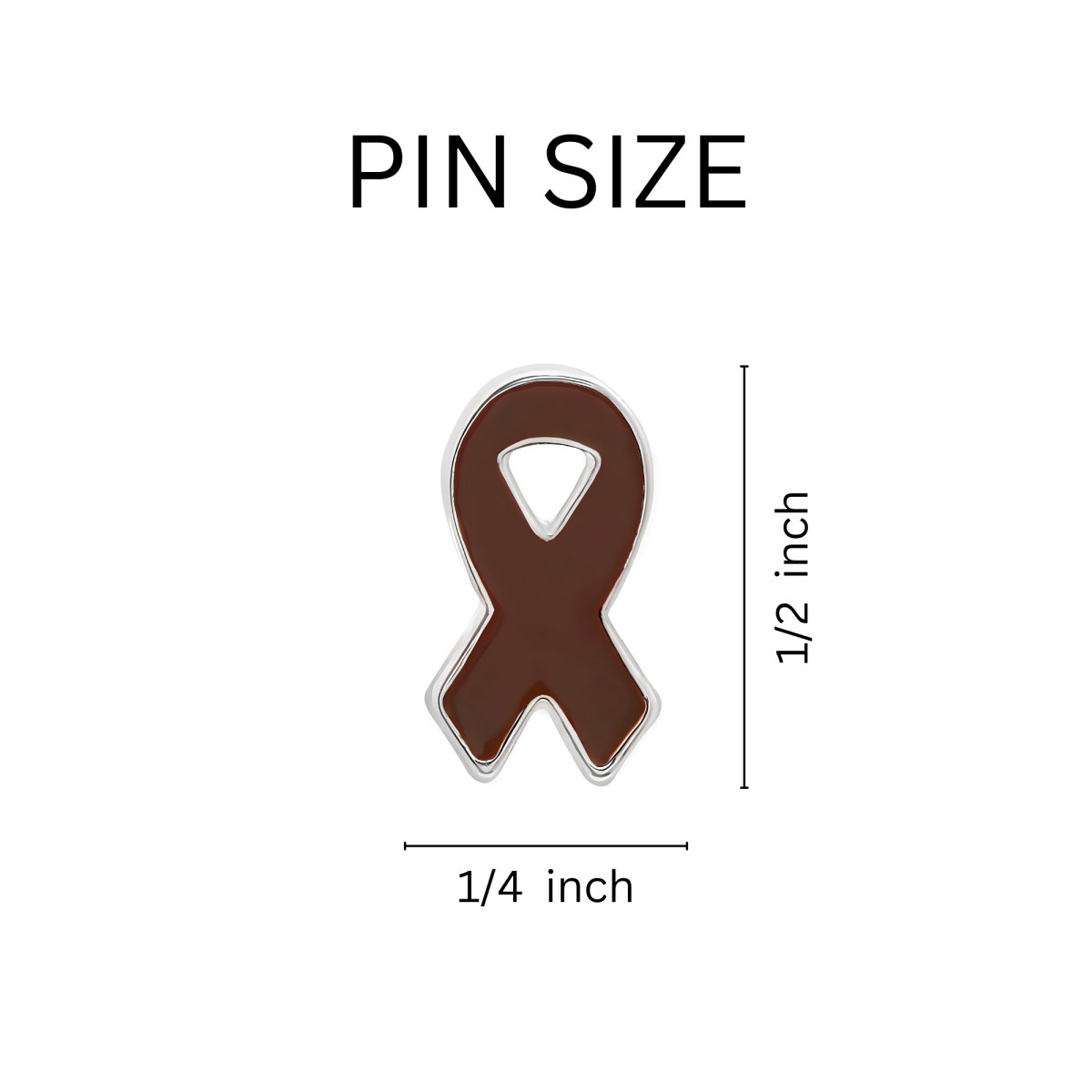 25 Small Flat Brown Ribbon Pins - Fundraising For A Cause