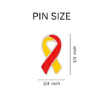 25 Small Flat Red & Yellow Ribbon Pins - Fundraising For A Cause