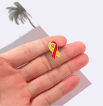 Small Flat Red & Yellow Ribbon Pins - Fundraising For A Cause