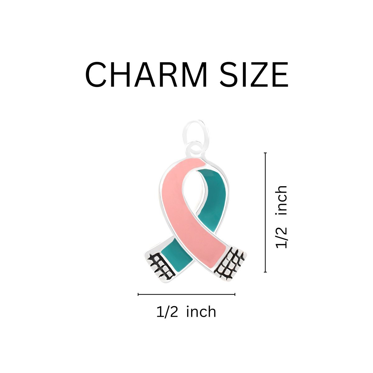 25 Small Pink & Teal Ribbon Charms - Fundraising For A Cause