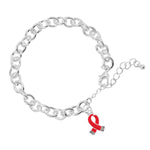 12 Small Red Ribbon Chunky Charm Bracelets - Fundraising For A Cause
