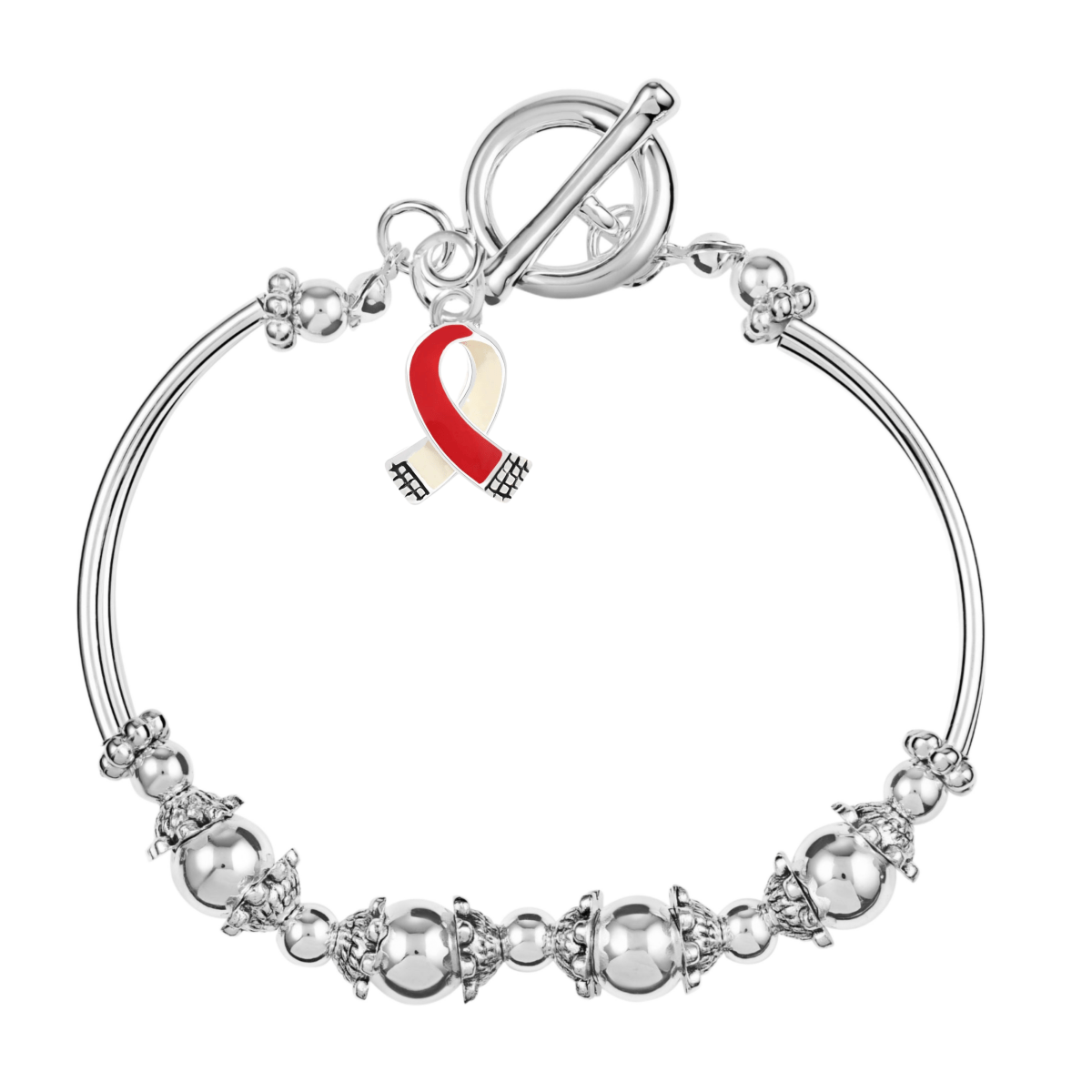 Small Red & Ribbon Charm Partial Beaded Bracelets