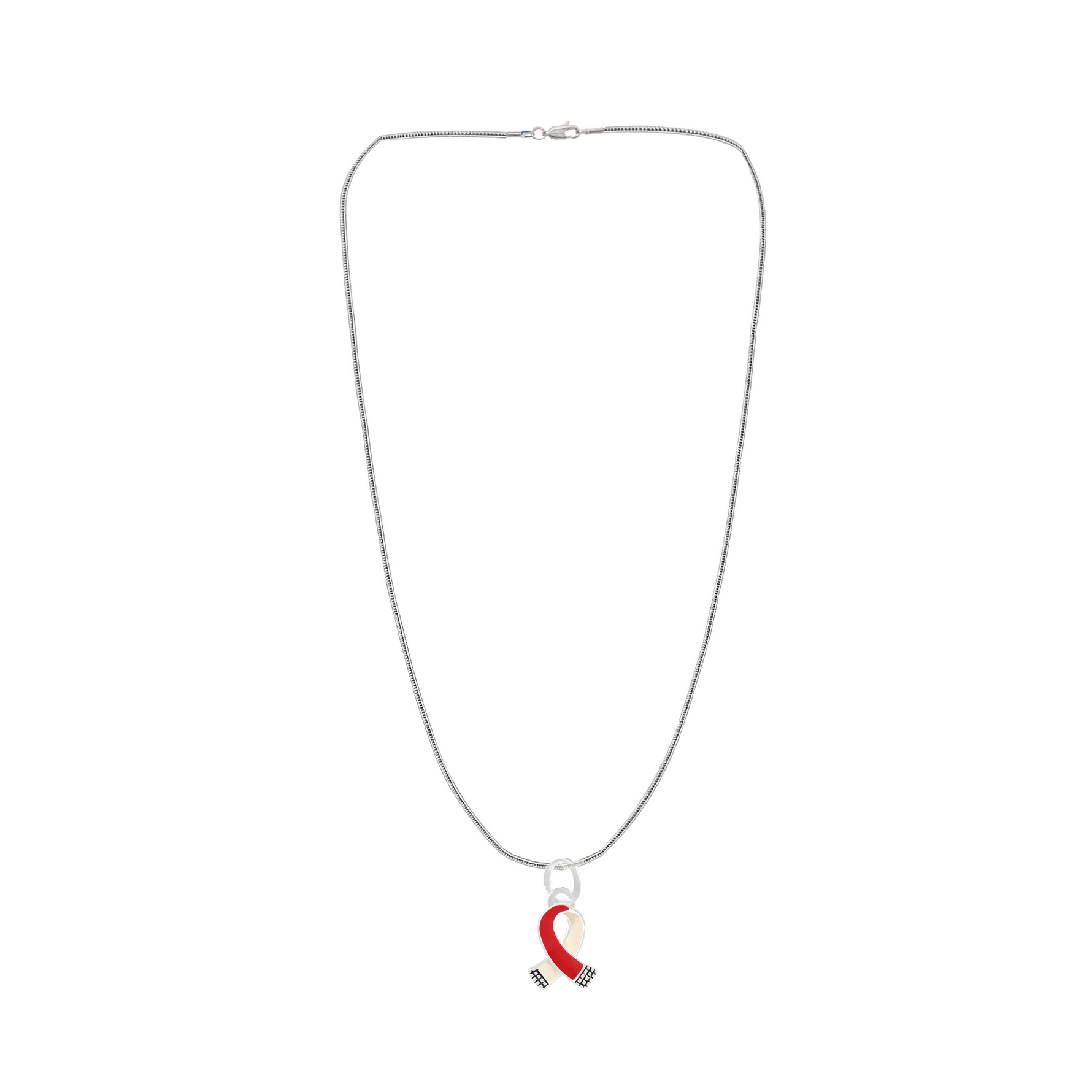 Small Red and White Ribbon Necklace - Fundraising For A Cause