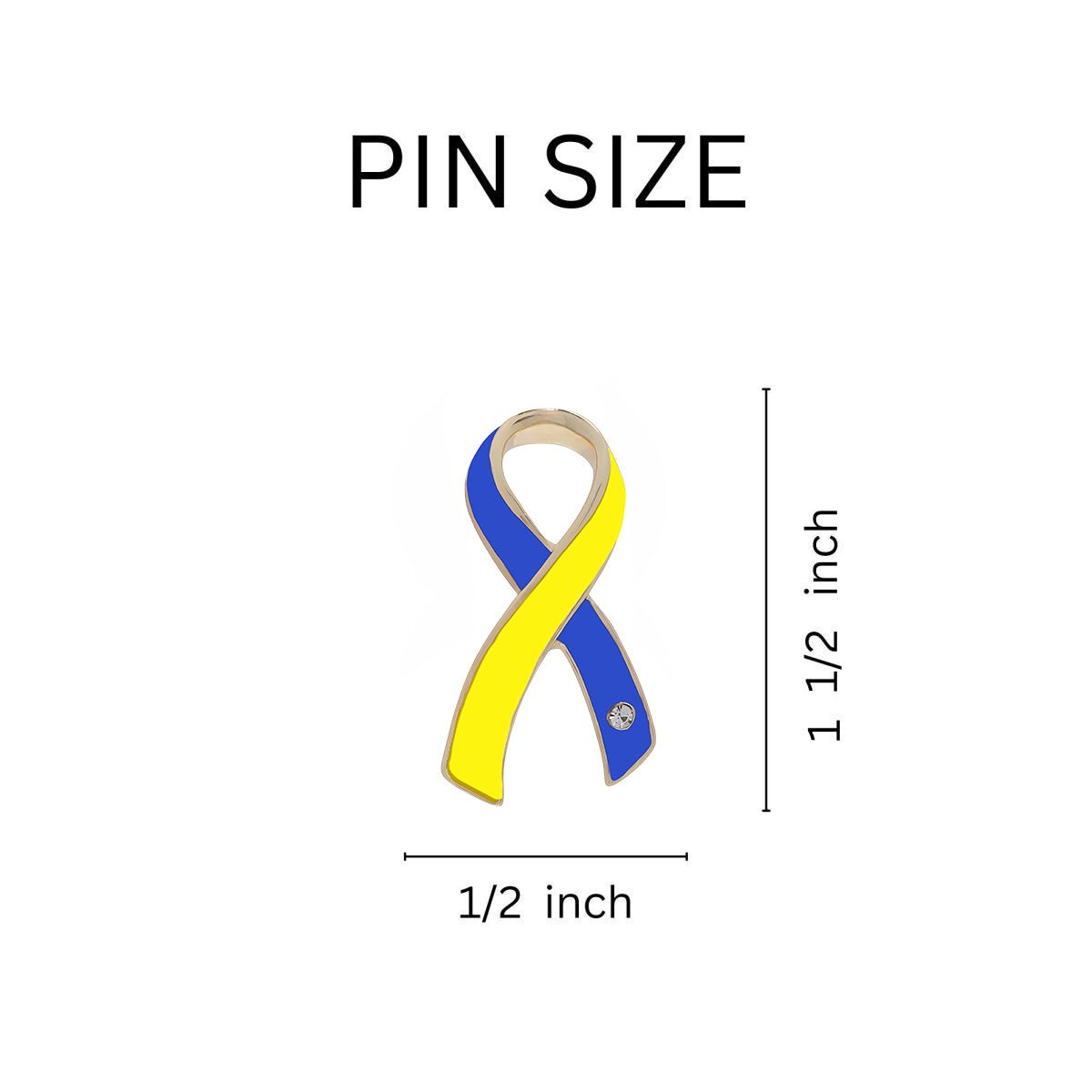 25 Pack Support Ukraine Large Blue & Yellow Ribbon Lapel Pins (25 Pins) - Fundraising For A Cause