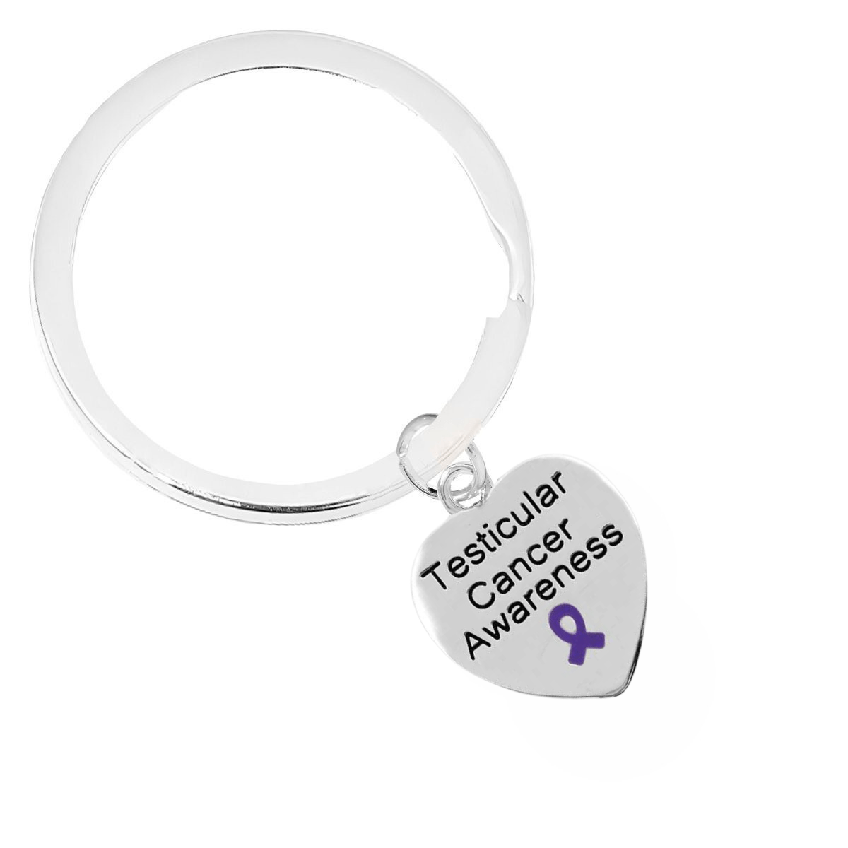 Testicular Cancer Ribbon Heart Awareness Charm Split Style Key Chains - Fundraising For A Cause