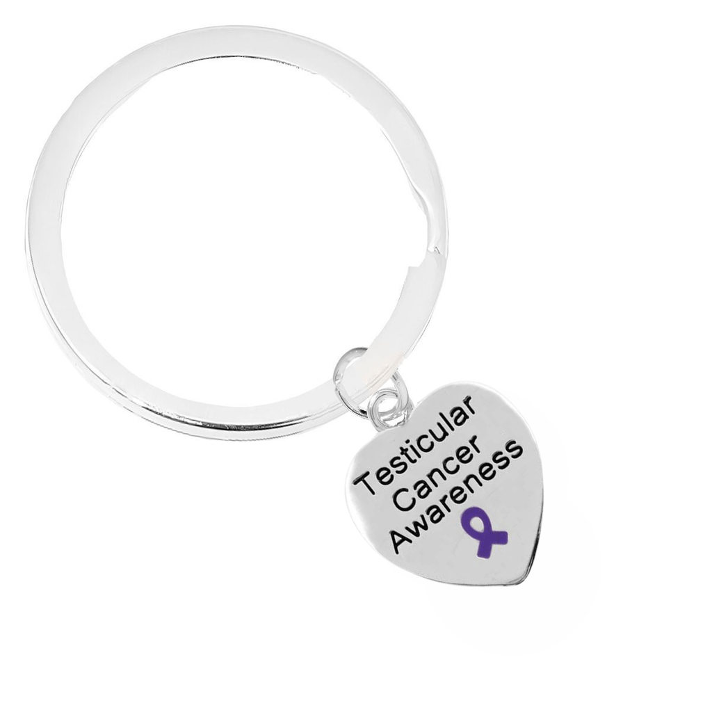 Testicular Cancer Ribbon Heart Awareness Charm Split Style Key Chains - Fundraising For A Cause