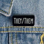 25 Pack They Them Black Rectangle Pronoun Silicone Pins (25 Pins) - Fundraising For A Cause