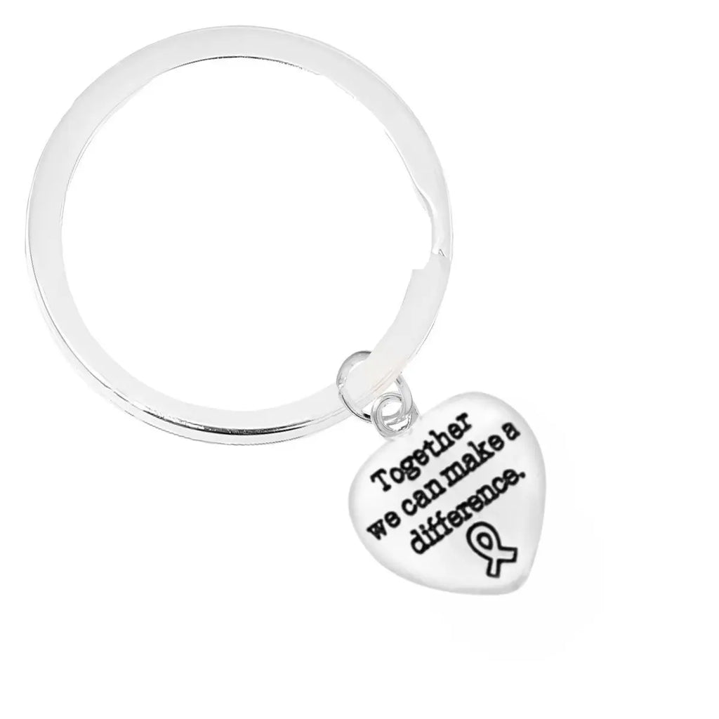 "Together We Can Make A Difference" Heart Charm Split Ring Key Chains - Fundraising For A Cause