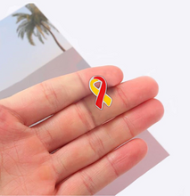 Load image into Gallery viewer, Small Flat Red &amp; Yellow Ribbon Pins