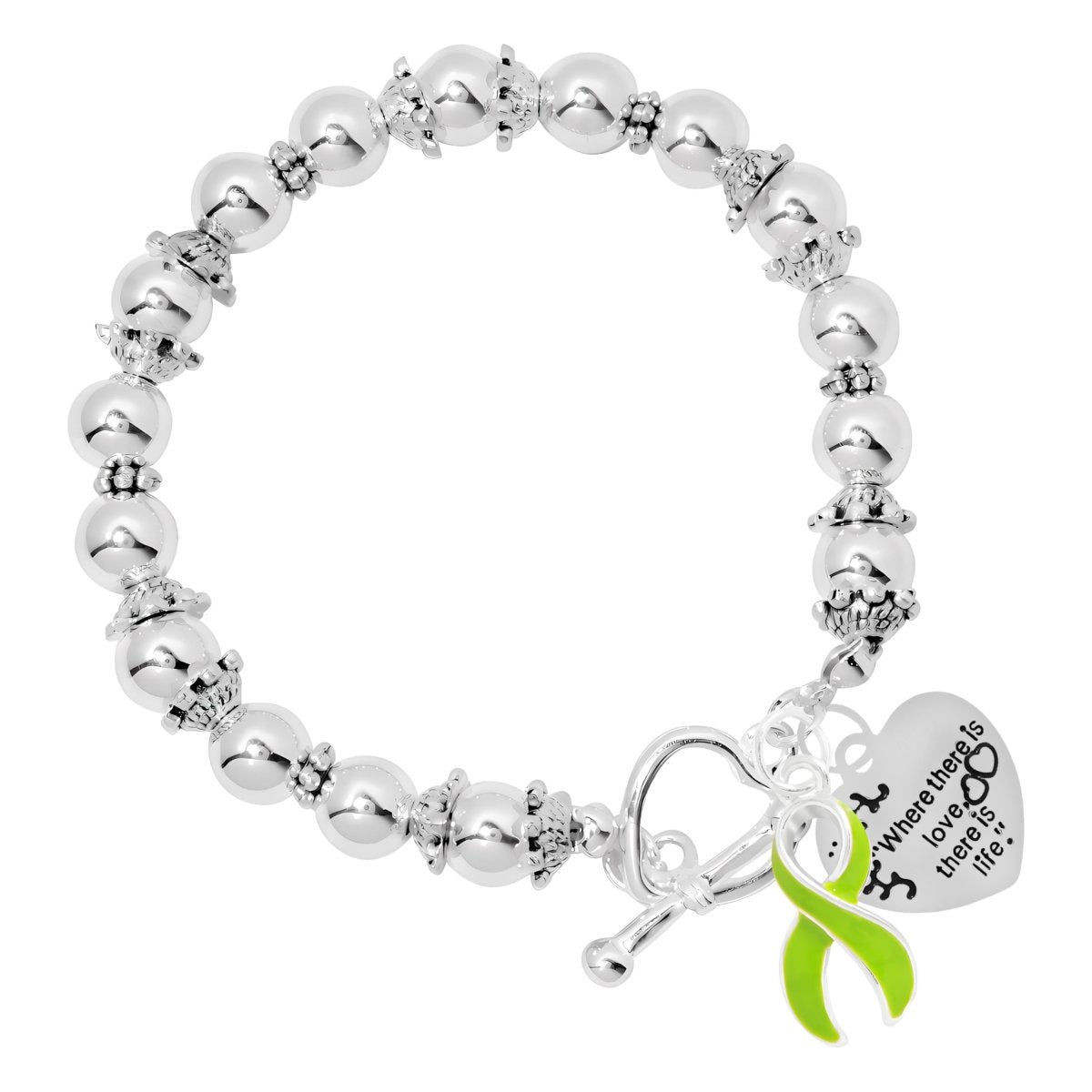 Where There is Love Lime Green Ribbon Bracelets