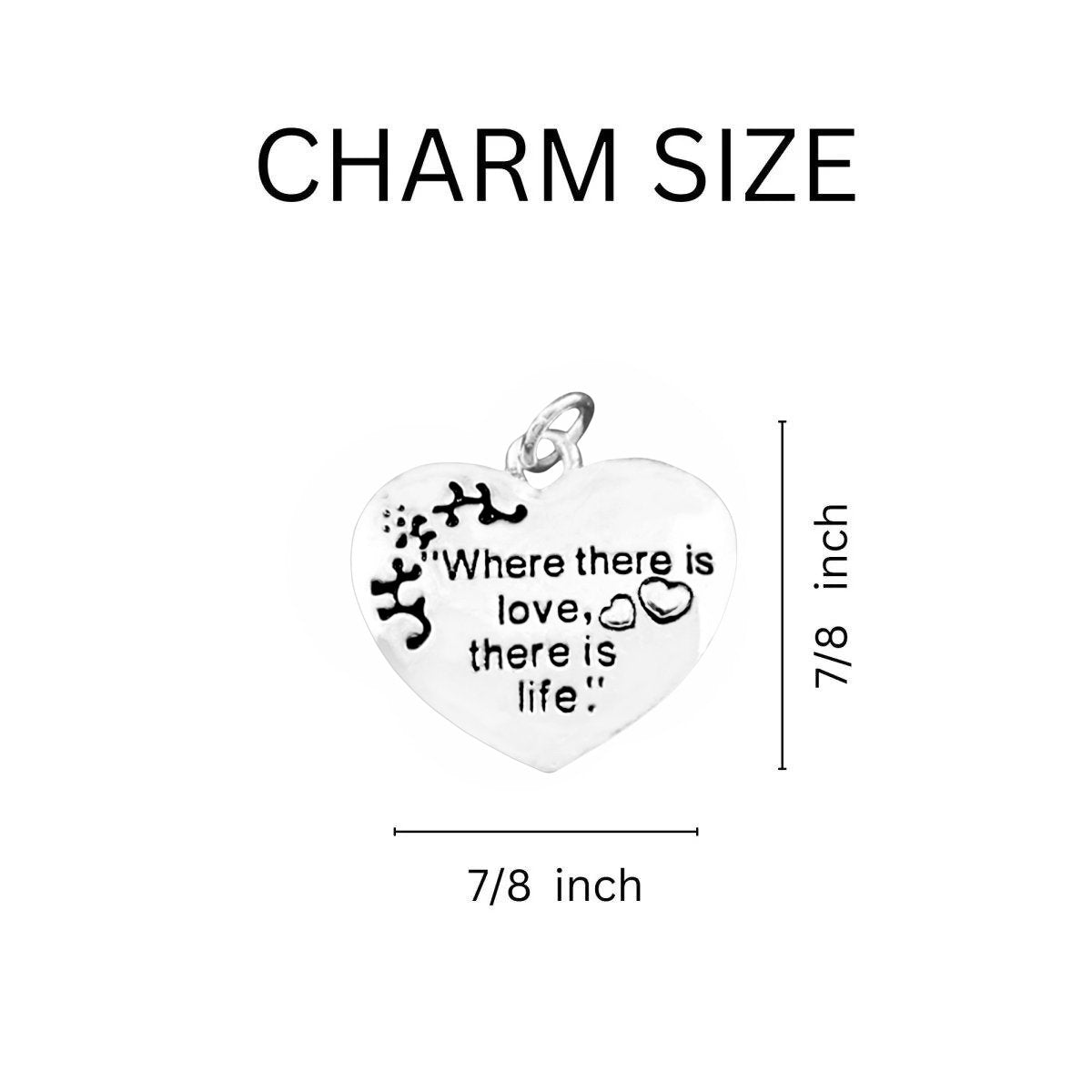 "Where there is love, there is life" Heart Charm Silver Beaded Bracelets - Fundraising For A Cause