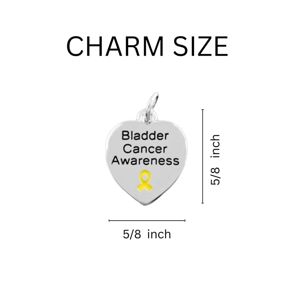 Yellow Ribbon Bladder Cancer Heart Charm Chunky Bracelets - Fundraising For A Cause
