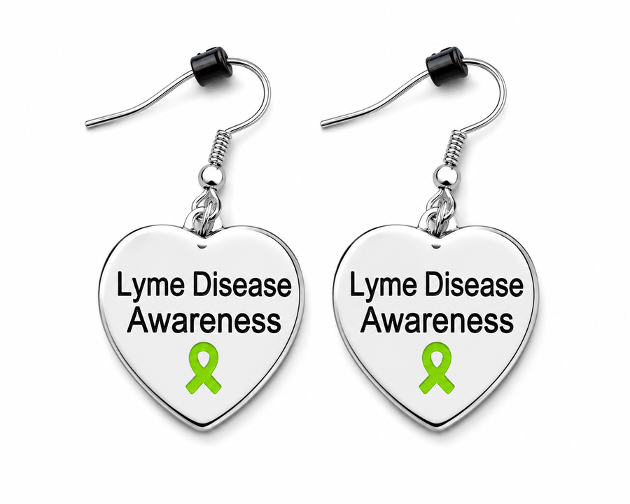 Lyme Disease Awareness Heart Earrings