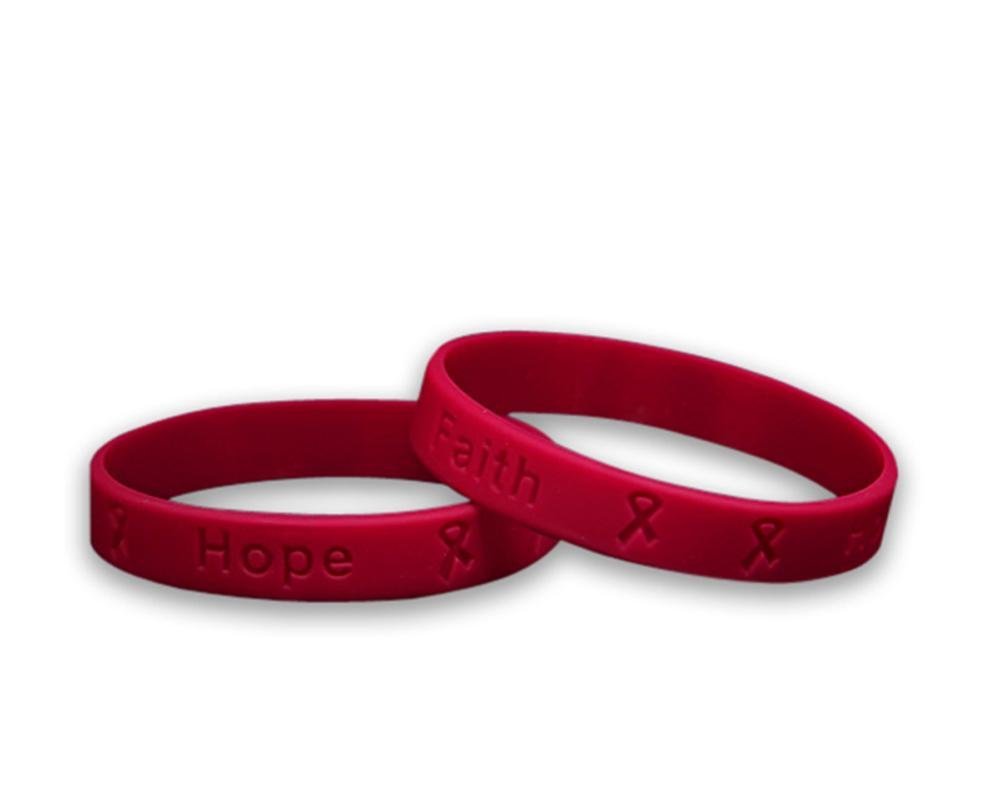 Adult Burgundy Awareness Silicone Bracelet Wristbands - Fundraising For A Cause