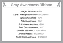 Load image into Gallery viewer, Adult Gray Awareness Silicone Bracelet Wristbands - Fundraising For A Cause