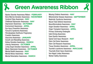 Adult Green Awareness Silicone Bracelet Wristbands - Fundraising For A Cause