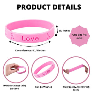 Adult Pink Ribbon Silicone Bracelet Wristbands - Fundraising For A Cause