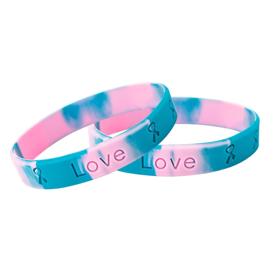 Adult Pink & Teal Silicone Bracelet Wristbands - Fundraising For A Cause