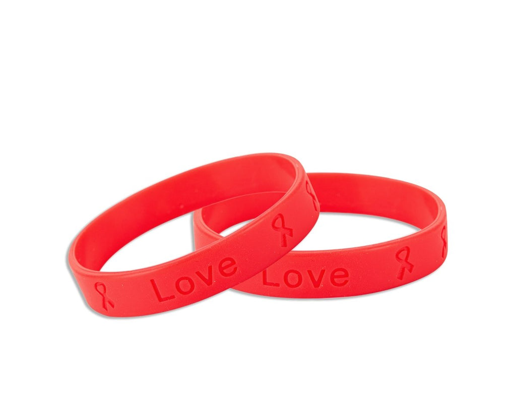 Adult Red Awareness Silicone Bracelet Wristbands - Fundraising For A Cause