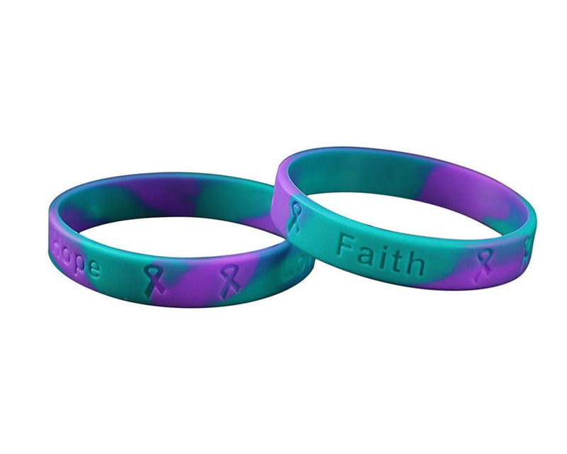 Adult Teal & Purple Silicone Bracelet Wristbands - Fundraising For A Cause