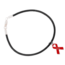 Load image into Gallery viewer, AIDS Awareness Ribbon Leather Cord Bracelets - Fundraising For A Cause