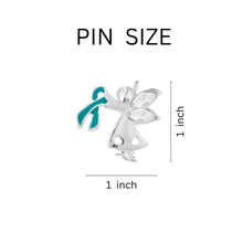 Load image into Gallery viewer, Angel By My Side Teal Ribbon Pins - Fundraising For A Cause