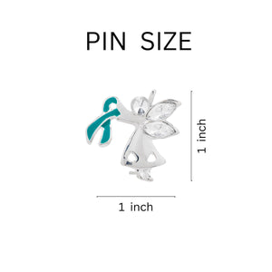 Angel By My Side Teal Ribbon Pins - Fundraising For A Cause