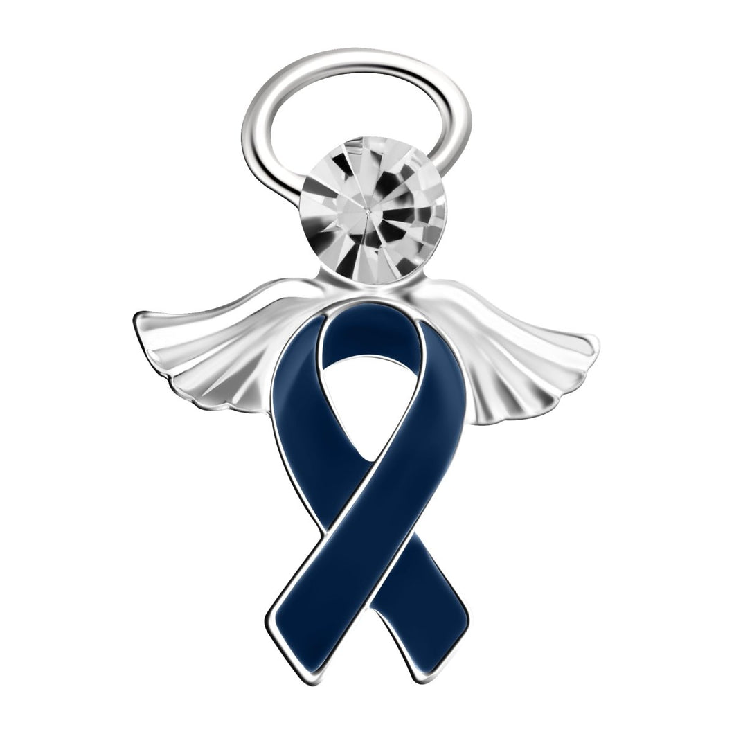 Angel Dark Blue Ribbon Awareness Pins - Fundraising For A Cause