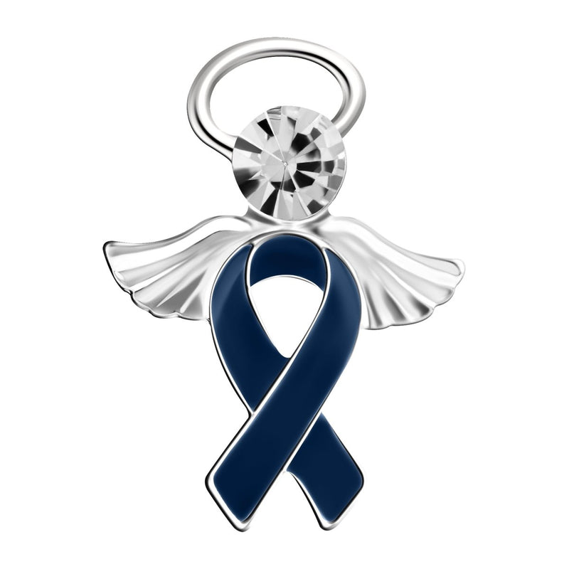 Angel Dark Blue Ribbon Awareness Pins - Fundraising For A Cause