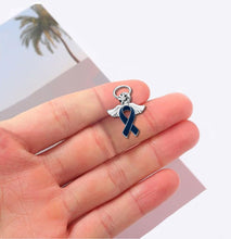 Load image into Gallery viewer, Angel Dark Blue Ribbon Awareness Pins - Fundraising For A Cause