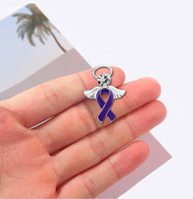 Load image into Gallery viewer, Angel Purple Ribbon Awareness Pins - Fundraising For A Cause