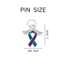 Load image into Gallery viewer, Angel Teal &amp; Purple Ribbon Pins - Fundraising For A Cause