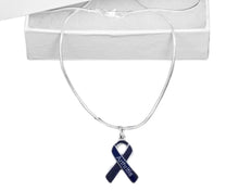 Load image into Gallery viewer, Arthritis Dark Blue Ribbon Awareness Necklaces - Fundraising For A Cause