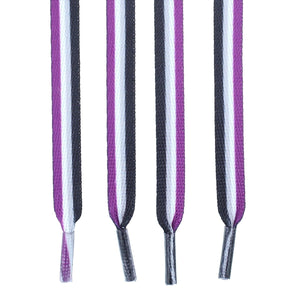 Asexual Flag Striped Shoelaces - Fundraising For A Cause