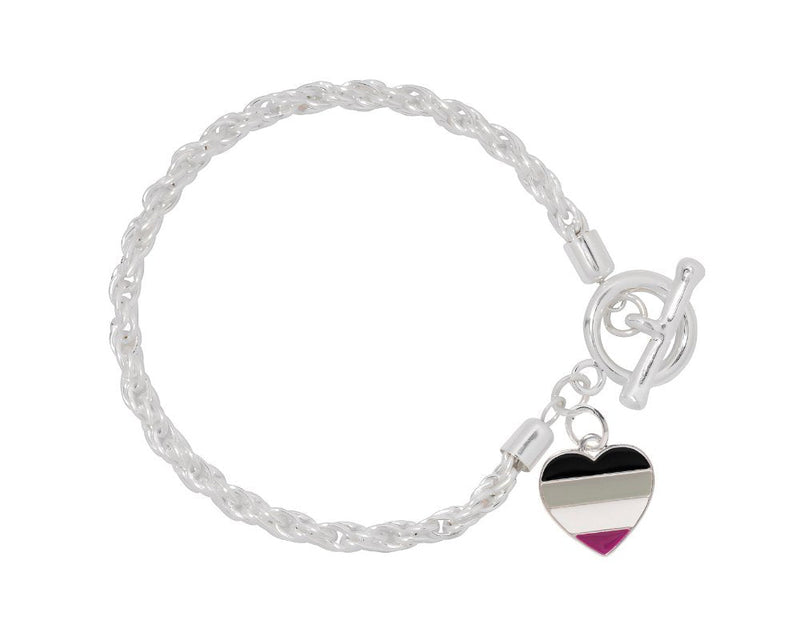 Asexual Heart Shaped Charm Silver Rope Bracelets - Fundraising For A Cause